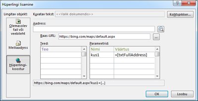 Insert Hyperlink dialog box