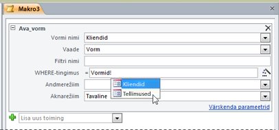 Avaldise sisestamine IntelliSense'i abil