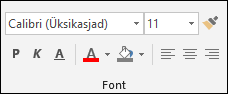 Accessi jaotises Font saadaolevad käsud