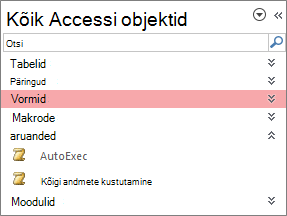 Accessi navigeerimispaan Märkus Navigeerimispaani