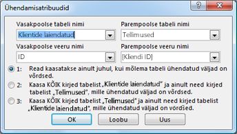 Dialoogiboks Ühenduse atribuudid