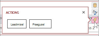 Veebiandmelehe vaate dialoogiboks Toimingud