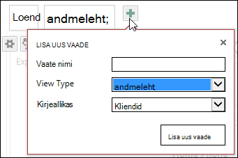 The Add New View dialog box