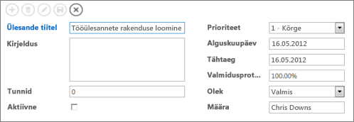 Tüüpilised Accessi juhtelemendid.