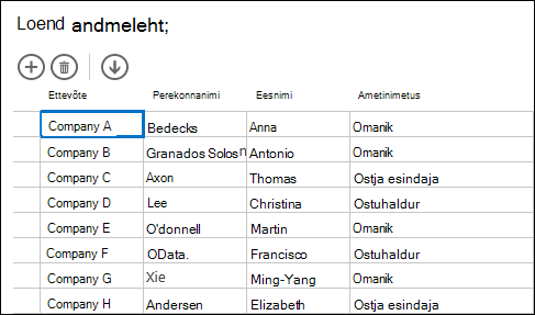 Datasheet view displaying customer records