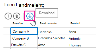 Download in Excel action button on Datasheet view