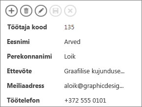 Töötaja üksikasjavaate osaline vaade.