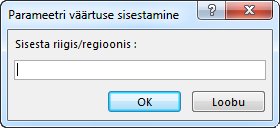 Parameetriviip tekstiga Sisestage riik/regioon.