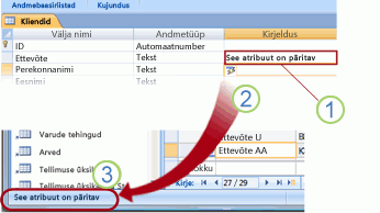A propagated Description property setting displayed on the status bar