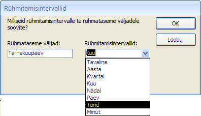 Rühmitamisintervallid aruandeviisardis