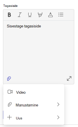 Tagasiside kuvatõmmis.