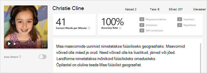 Kuvatõmmis lugemise edenemise läbivaatuspaanist,