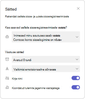 Sisseregistreerimise sätete haldamine