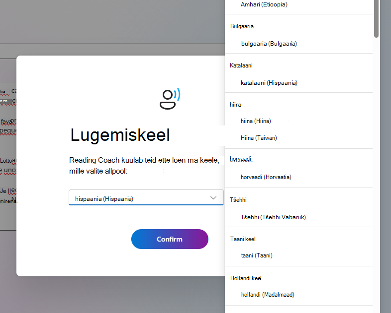 Kuvatõmmis rohkemast lugemiskeele suvandist.