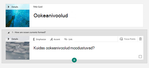 Pealkirja lisamine jaotisse