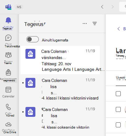 Tegevuse kuvatõmmis.