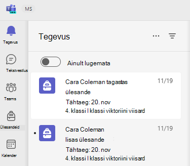 Tegevuse kuvatõmmis.