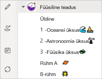 Kuvatõmmis klassi töörühma kanaliloendist.