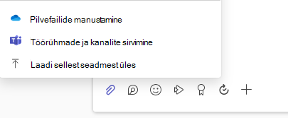 Kuvatõmmis, millel on kujutatud menüü Failimanuse suvandid.