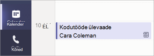 Kuvatõmmis, millel on kujutatud Calendar vaade, kus on kuvatud ajastatud kodutööde läbivaatuse koosolek.