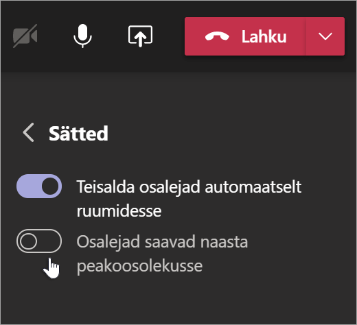 Rühmaruumide sätted Teamsis