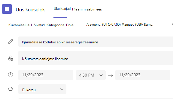 Uue koosoleku kuvatõmmis.