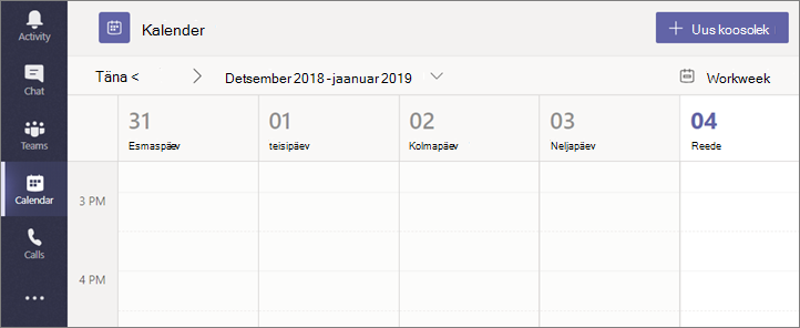 Vali Kalender ja seejärel vali Uus koosolek.