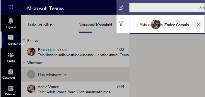Kuvatõmmis, millel on kujutatud uue vestluse alustamine.