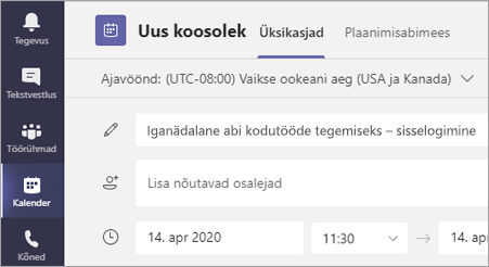 Kuvatõmmis koosolekule pealkirja panemise kohta.