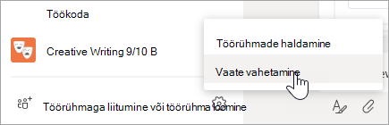 Vaate vahetamiseks valige Teamsi loendi allservas Rohkem suvandeid.