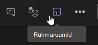 Kuvatõmmis, millel on kujutatud Rühmaruumide nupp Teamsi koosoleku juhtribal.