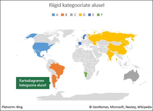 Exceli kartodiagramm kategooria alusel