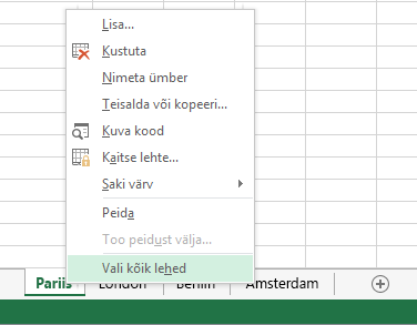 Paremklõpsmenüüs on valitud käsk Vali kõik lehed.