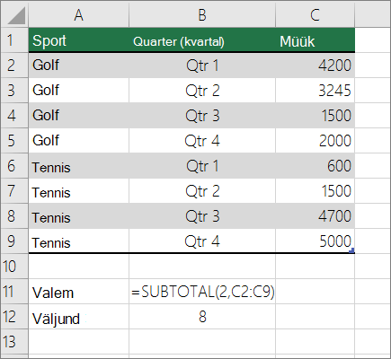 SUBTOTAL example