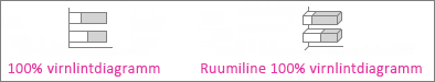 100% virnlintdiagramm ja ruumiline 100% virnlintdiagramm