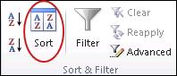 Exceli menüü Andmed jaotise Sordi & filter käsk Sordi