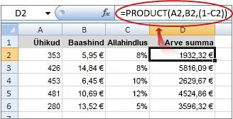 The formula is shown in the formula bar