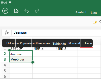 Sarjamenüü Täide