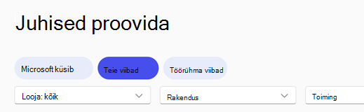 Navigeerimispäise Copiloti juhiste galerii, kus on valitud vahekaart Teie viibad.