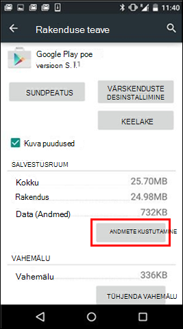 Nupp Kustuta andmed