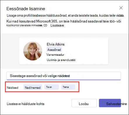 Microsoft 365 profiilis olevad hääldussõnad