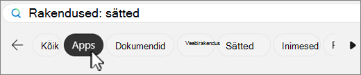 Windowsi otsingufiltri vahekaartide kuvatõmmis.