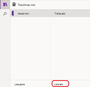 OneNote'i lisamisleht