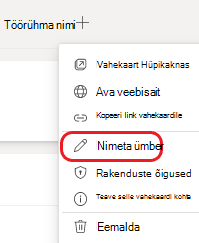 OneNote'i vahekaart Nimeta ümber