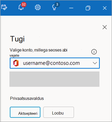 Tugiteenuse poole pöördumise kuvatõmmis