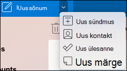 Uue sündmuse asukoha rippmenüü.