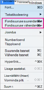 On the Format menu select Increase Font Size or Decrease Font Size