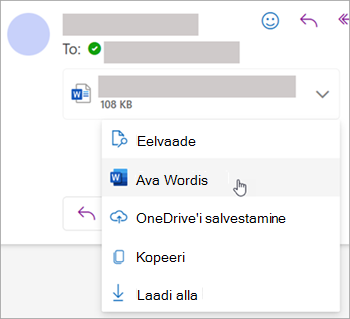 Kuvatõmmis manuse Word avamise ripploendist