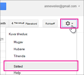 google calendar - settings - settings