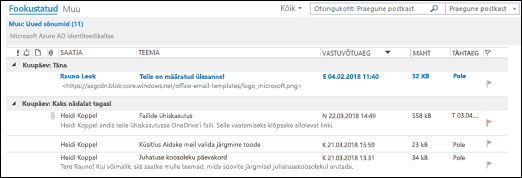 Loendivaatesse saate lisada täiendavaid veerge.
